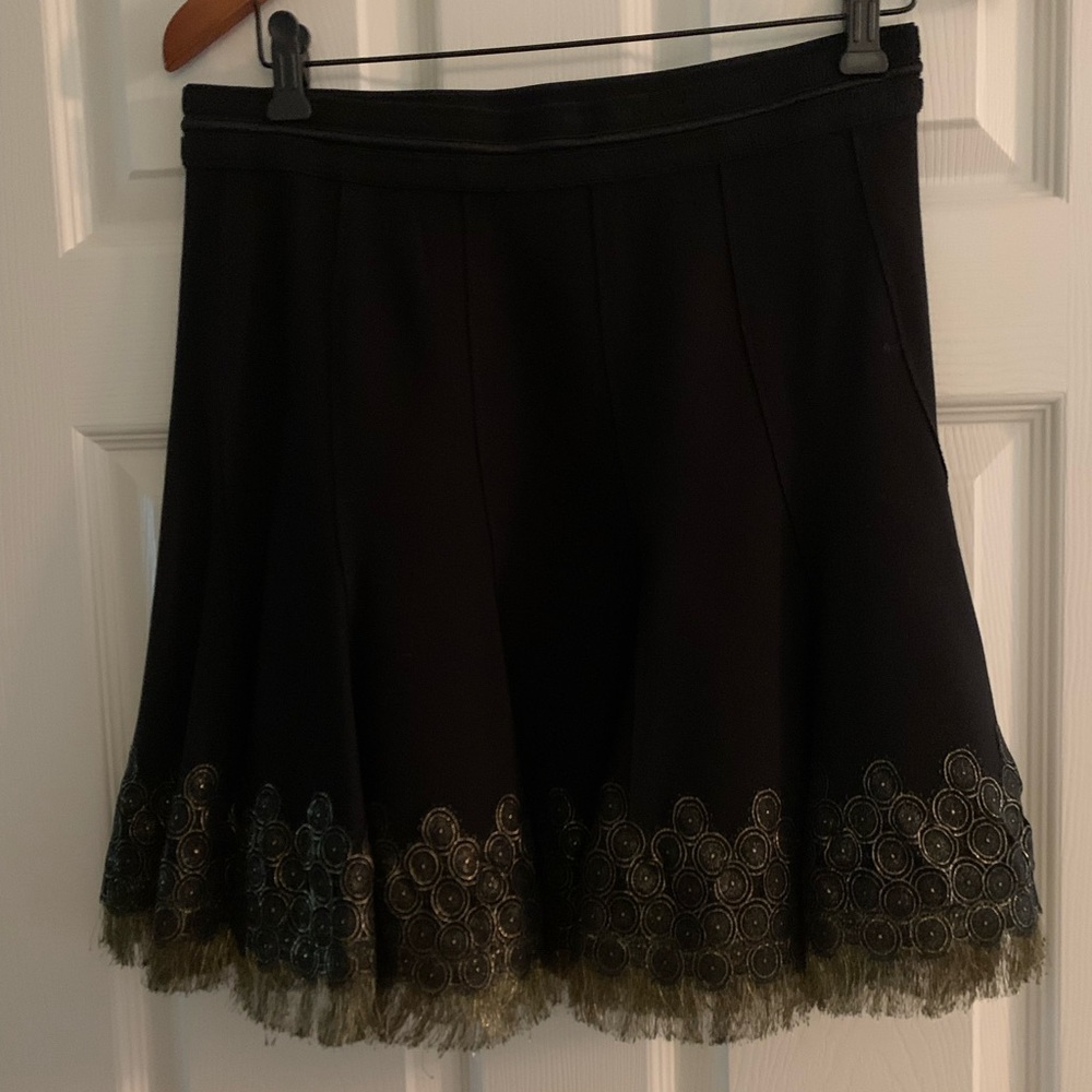 Elle Tahari Black Ruffled Skater Mini Skirt